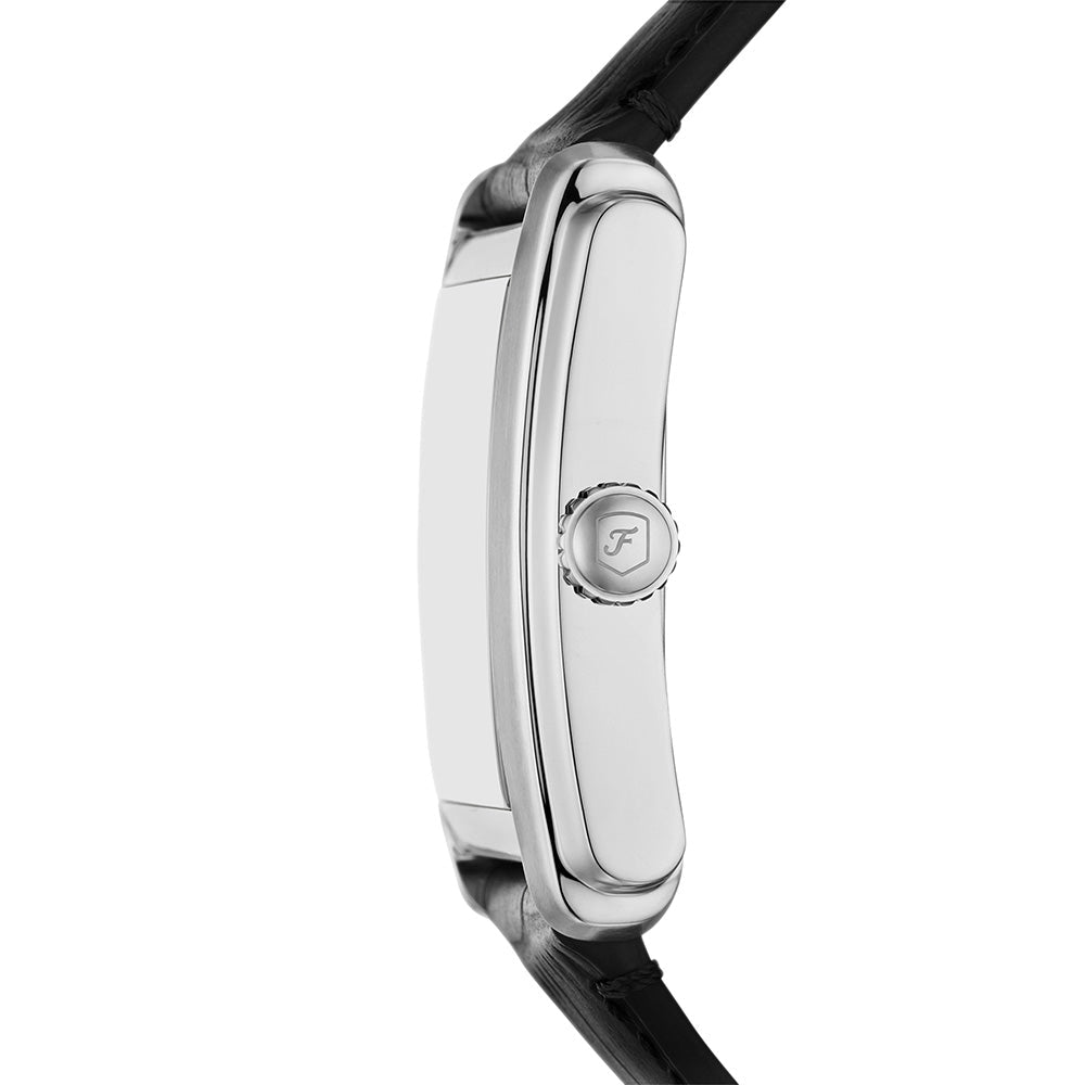 Fossil Carraway Silver Dial and Black Leather Strap 30mm Men's Watch | FS6078 | TIME Watches