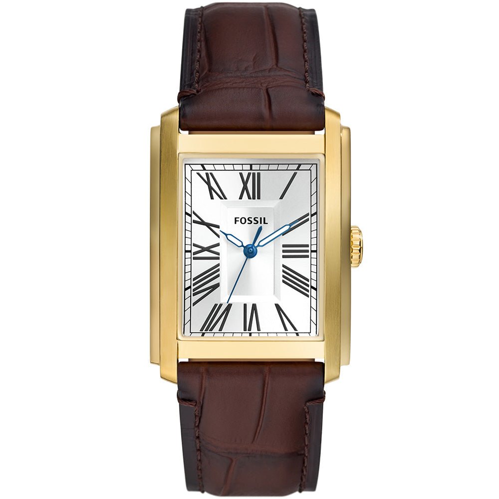 Fossil Carraway Silver Dial and Brown Leather Strap 30mm Men's Watch | FS6011 | TIME Watches