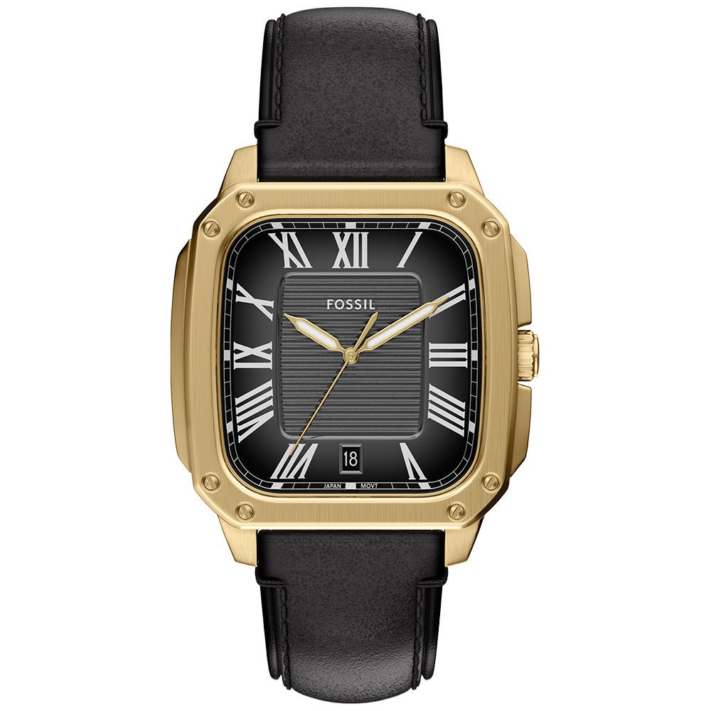 Fossil Crosby Black Dial and Black Leather Strap 42mm Men's Watch | FS6151 | TIME Watches