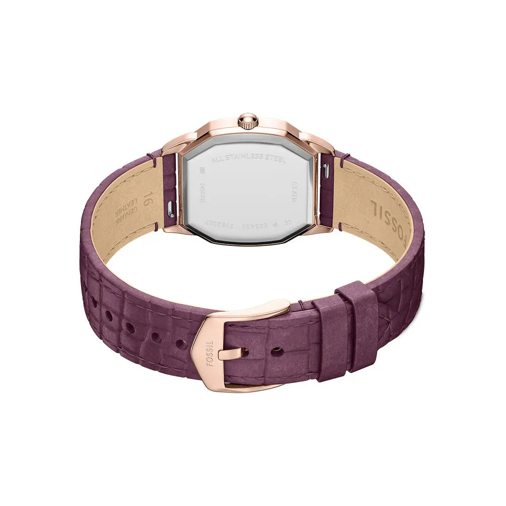 Fossil Harlow Three-Hand Burgundy Croco Leather Women's Watch | ES5428