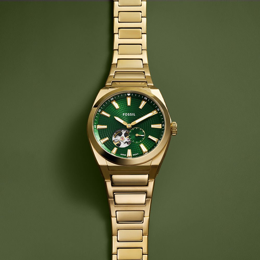Fossil Everett Green Dial and Gold Steel Bracelet 42mm Men's Watch | ME3276 | TIME Watches