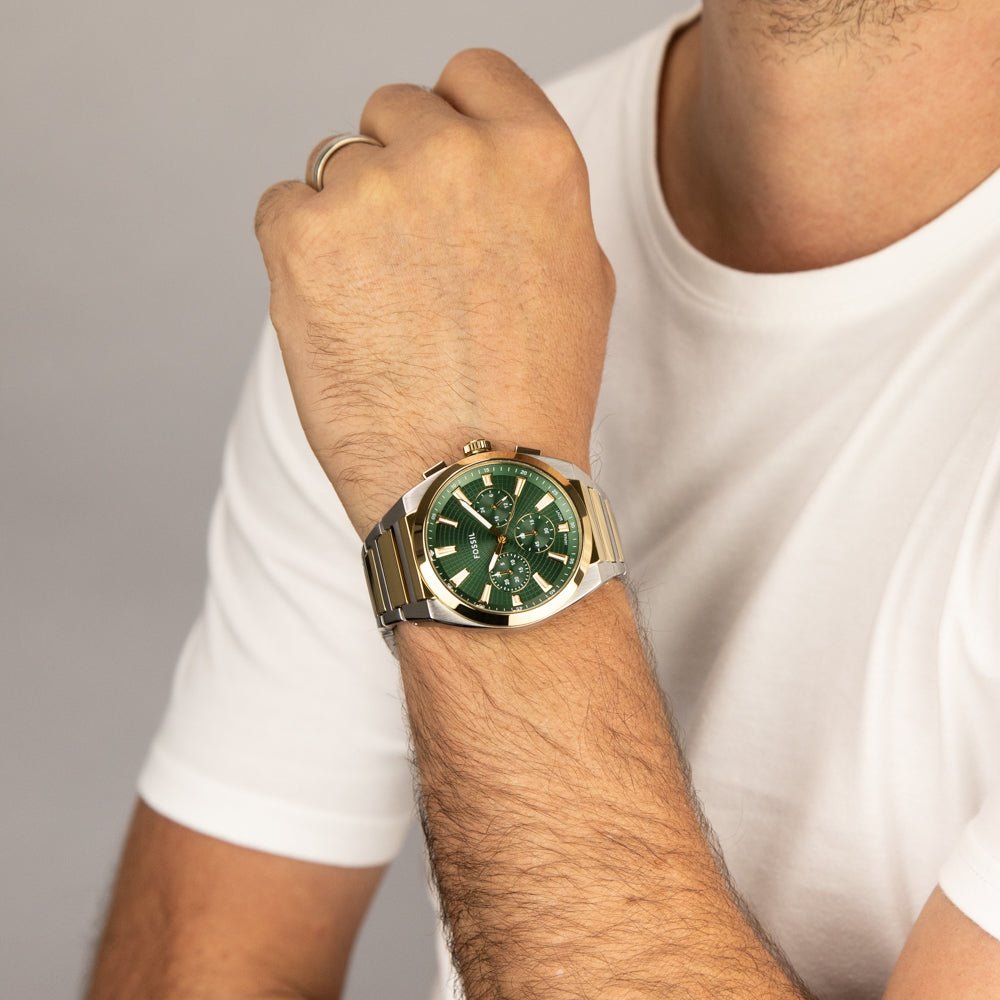 Fossil Everett Green Dial and Gold Steel Bracelet 44mm Men's Watch | FS6106 | TIME Watches