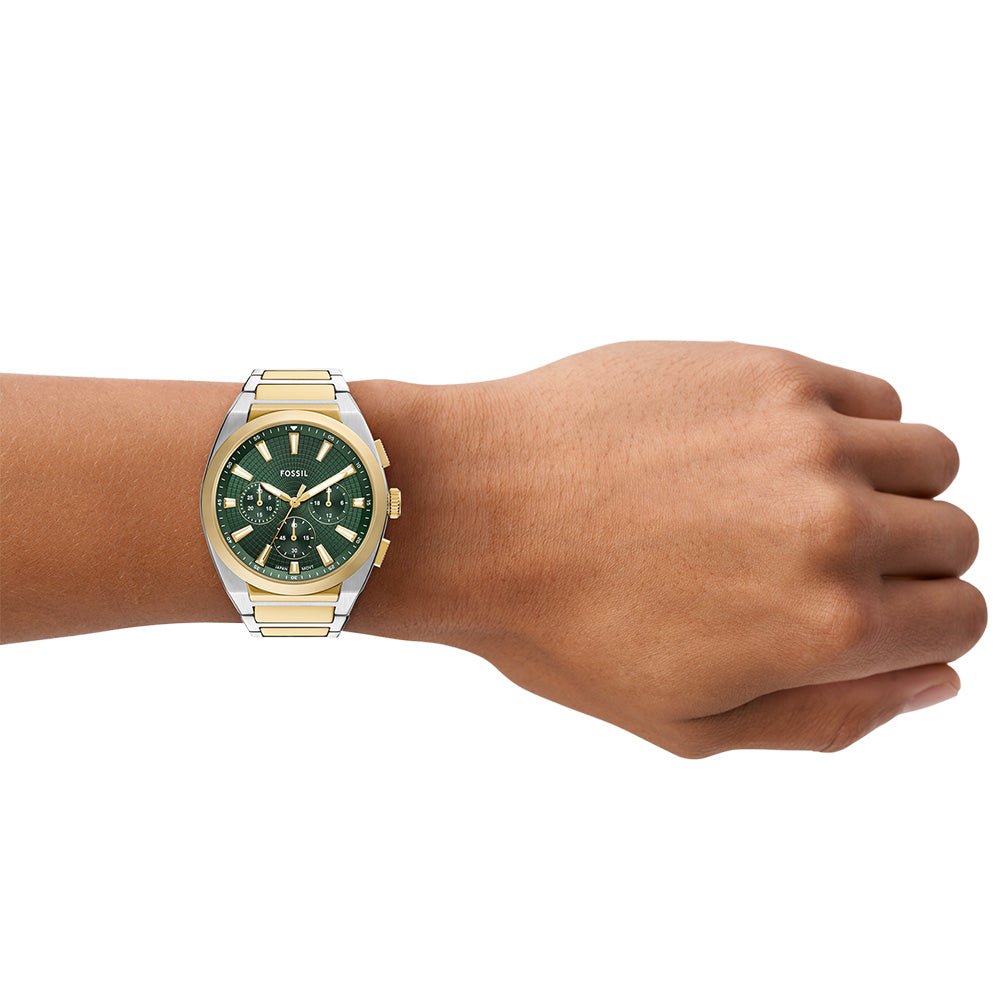 Fossil Everett Green Dial and Gold Steel Bracelet 44mm Men's Watch | FS6106 | TIME Watches