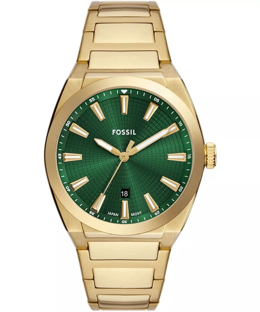 Fossil Everett Green Dial Gold Strap Analog Men's Watch | FS6090 | TIME Watches