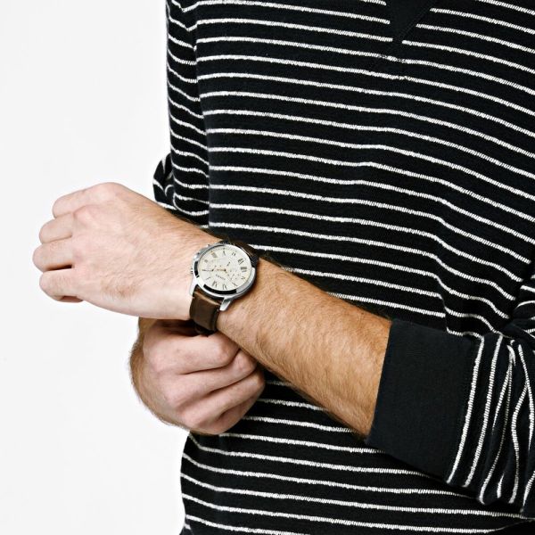 Fossil Grant White Dial and Brown Leather 44mm Men's Watch | FS4735 | TIME Watches
