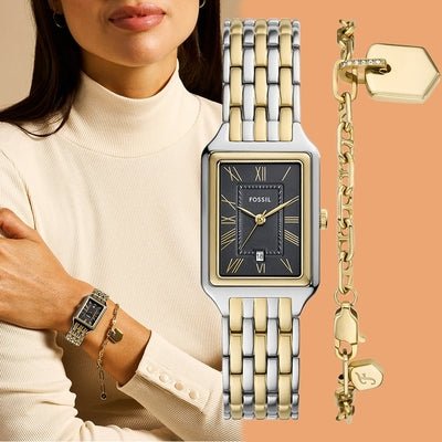 Fossil Grey Dual - Tone Stainless Steel Watch & Bracelet Set | ES5376SET | Time Watch Specialists