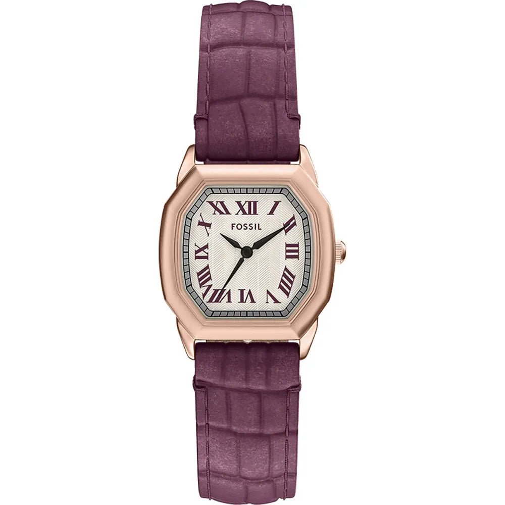Fossil Harlow Burgundy Sunray Dial and Burgundy Leather 28mm Women's Watch | ES5428 | TIME Watches