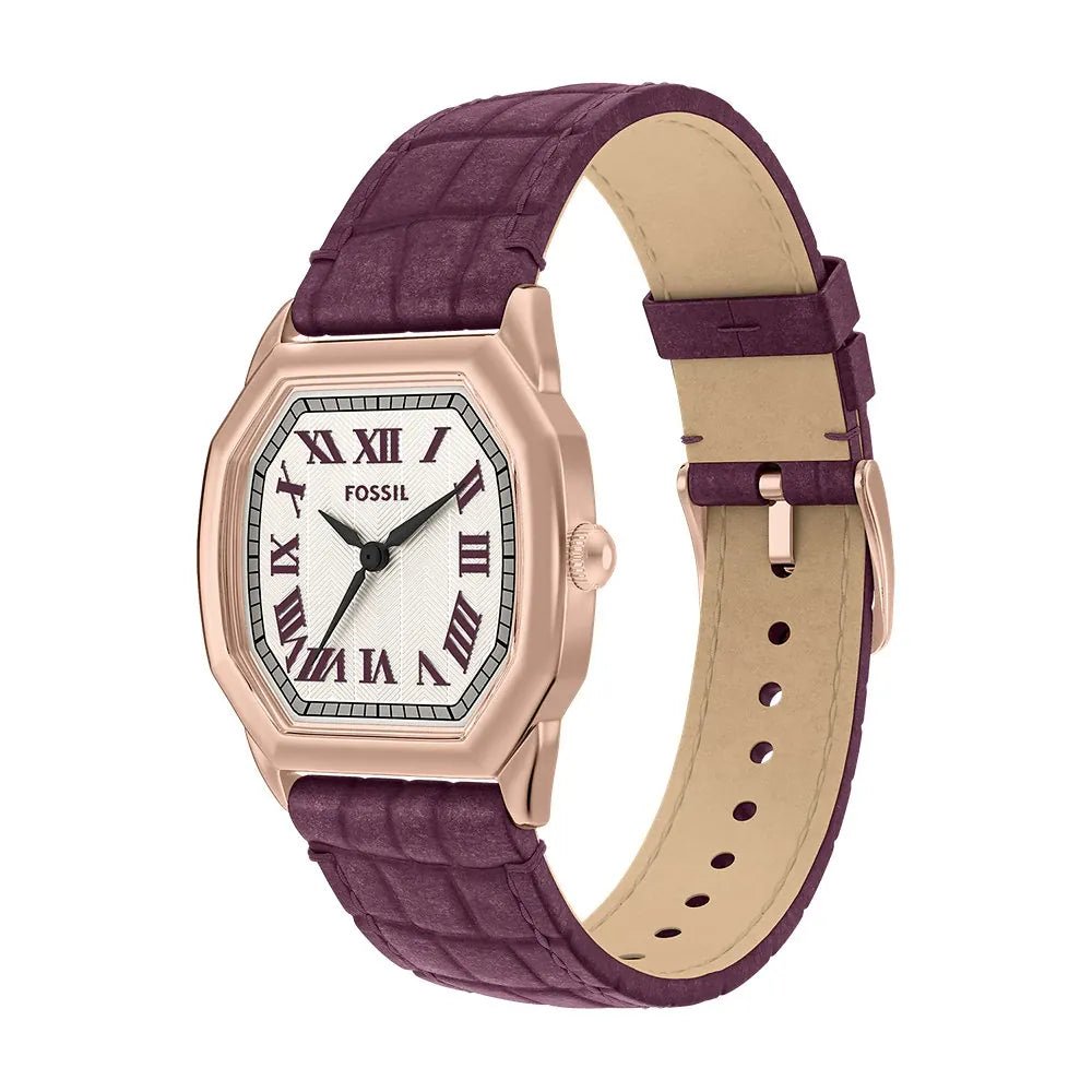 Fossil Harlow Burgundy Sunray Dial and Burgundy Leather 28mm Women's Watch | ES5428 | TIME Watches
