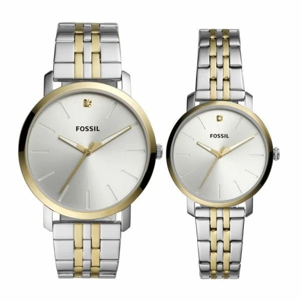 Fossil His and Her Three - Hand Two - Tone Stainless Steel Watch Gift Set | BQ2467SET | Time Watch Specialists