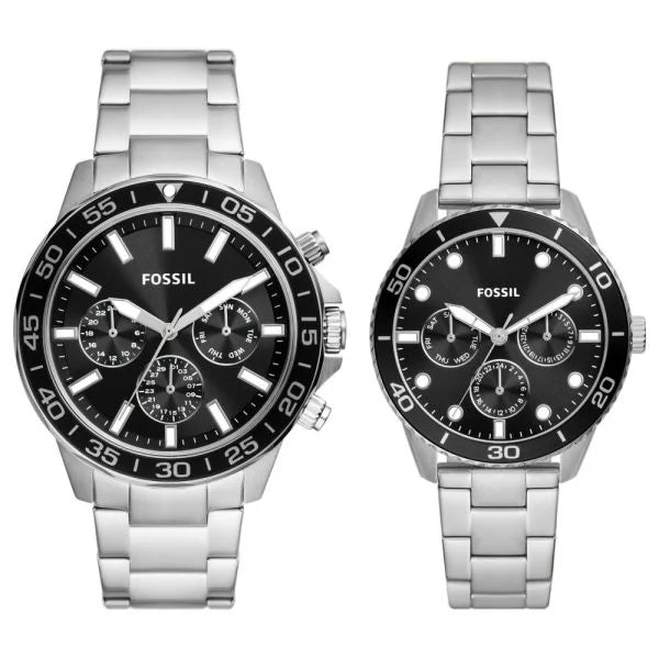 Fossil His and Hers Multifunction Stainless Steel Unisex Watch Set | BQ2753SET | Time Watch Specialists