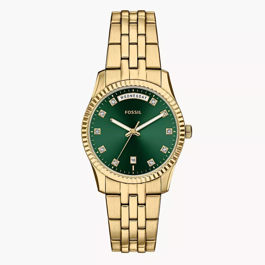 Fossil Jacqueline Green Dial and Green Leather Strap Women's Watch | ES5460 | TIME Watches