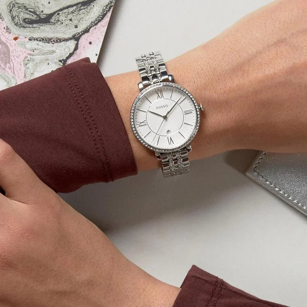 Fossil Jacqueline White Dial and Silver Stainless Steel 38mm Women's Watch | ES3545 | TIME Watches