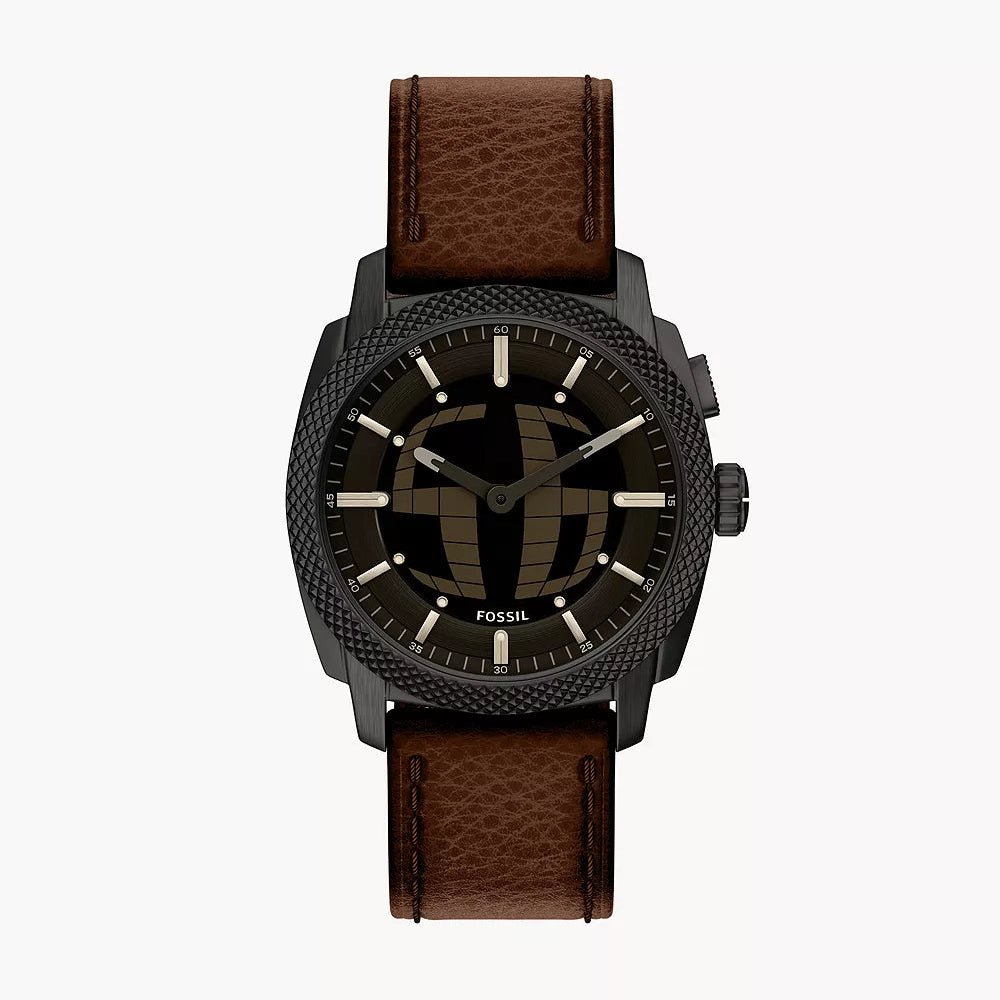 Fossil Machine Big Tic Black Dial and Brown Leather Strap 41mm Men's Watch | FS6165 | TIME Watches