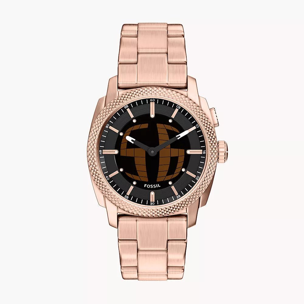 Fossil Machine Big Tic Black Dial & Rose Gold Stainless Steel 41mm Men's Watch | FS6158 | TIME Watches