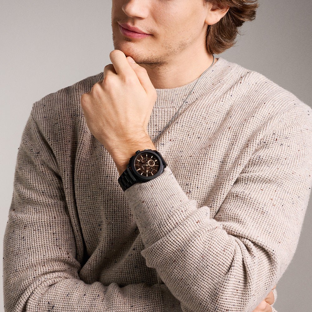 Fossil Machine Black Dial and Black Steel Bracelet 44mm Men's Watch | FS6097 | TIME Watches