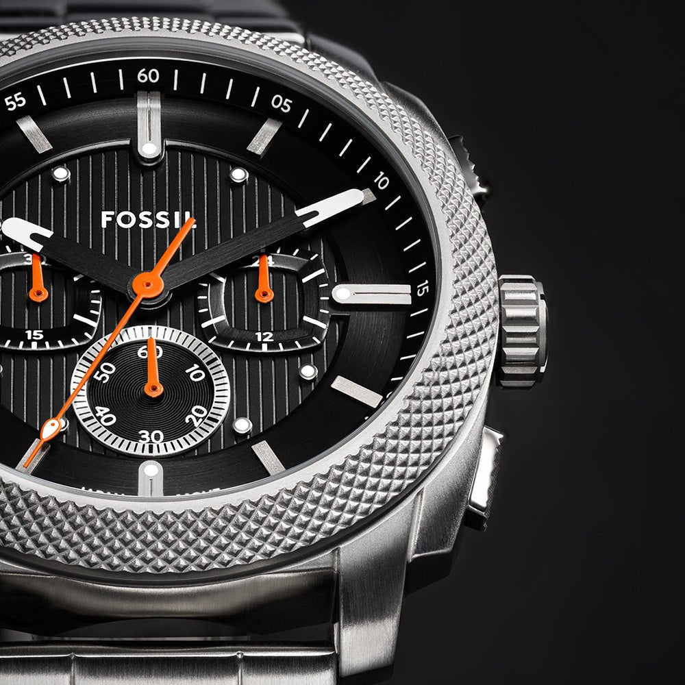 Fossil Machine Black Dial and Steel Bracelet 44mm Men's Watch | FS6095 | TIME Watches