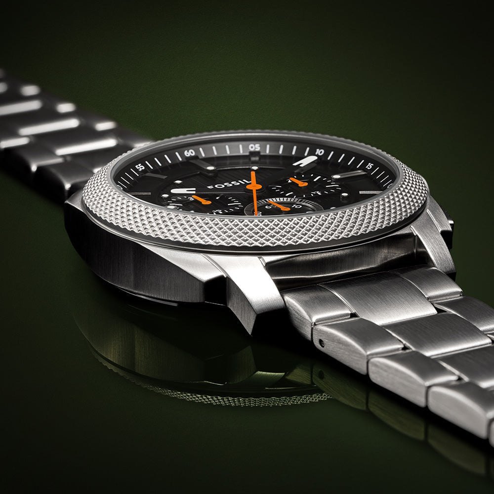 Fossil Machine Black Dial and Steel Bracelet 44mm Men's Watch | FS6095 | TIME Watches