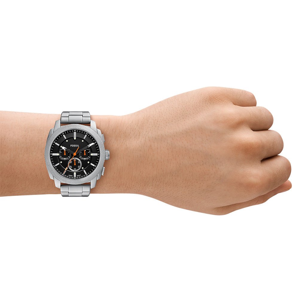 Fossil Machine Black Dial and Steel Bracelet 44mm Men's Watch | FS6095 | TIME Watches