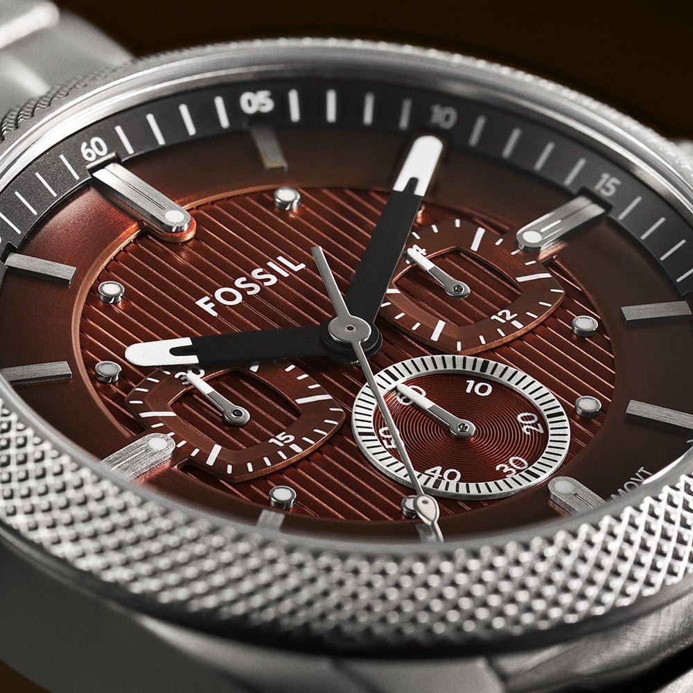 Fossil Machine Brown Dial and Steel Bracelet 44mm Men's Watch | FS6144 | TIME Watches