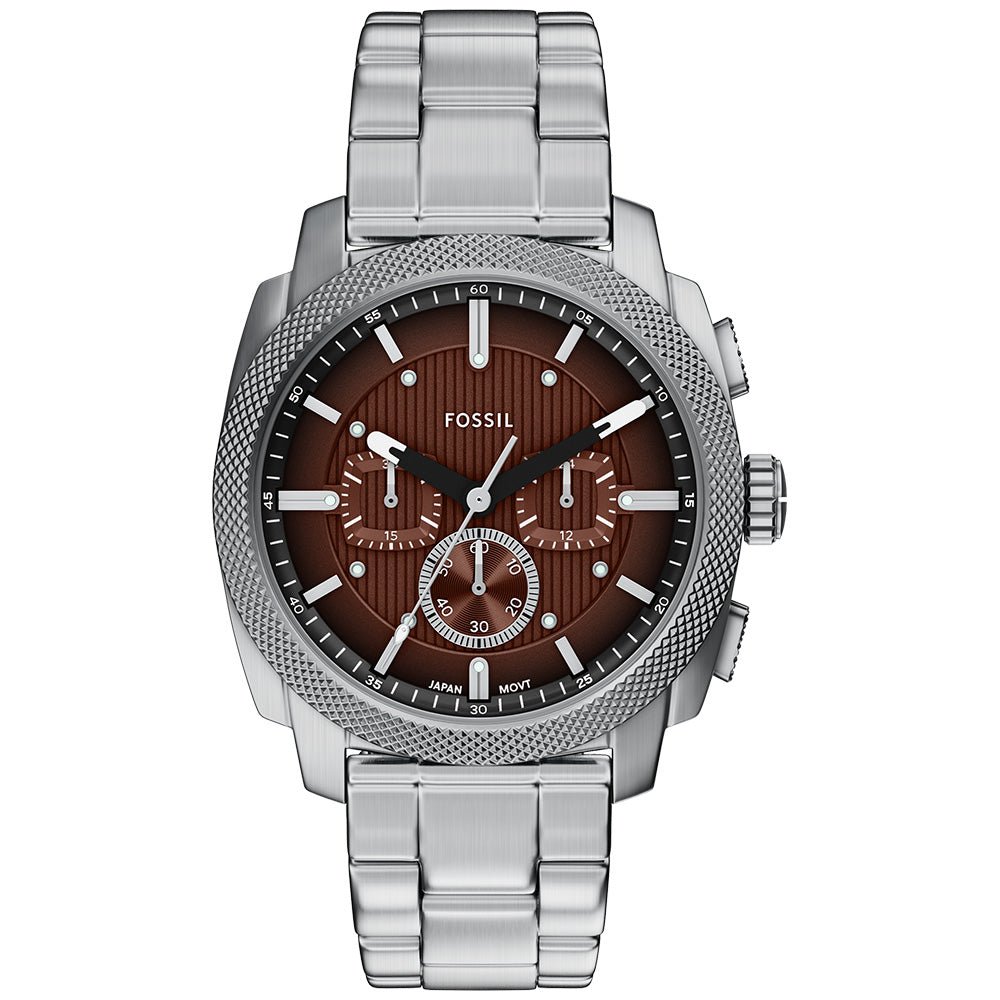 Fossil Machine Brown Dial and Steel Bracelet 44mm Men's Watch | FS6144 | TIME Watches