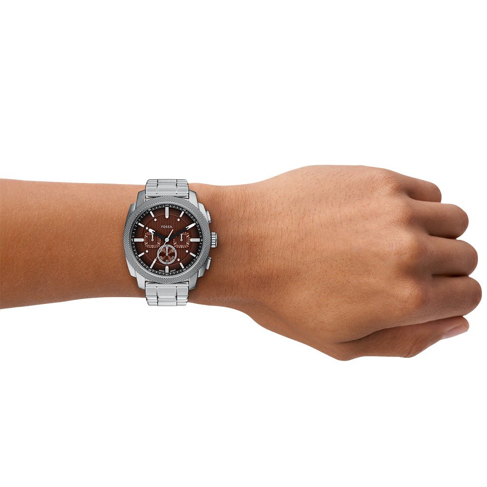 Fossil Machine Brown Dial and Steel Bracelet 44mm Men's Watch | FS6144 | TIME Watches