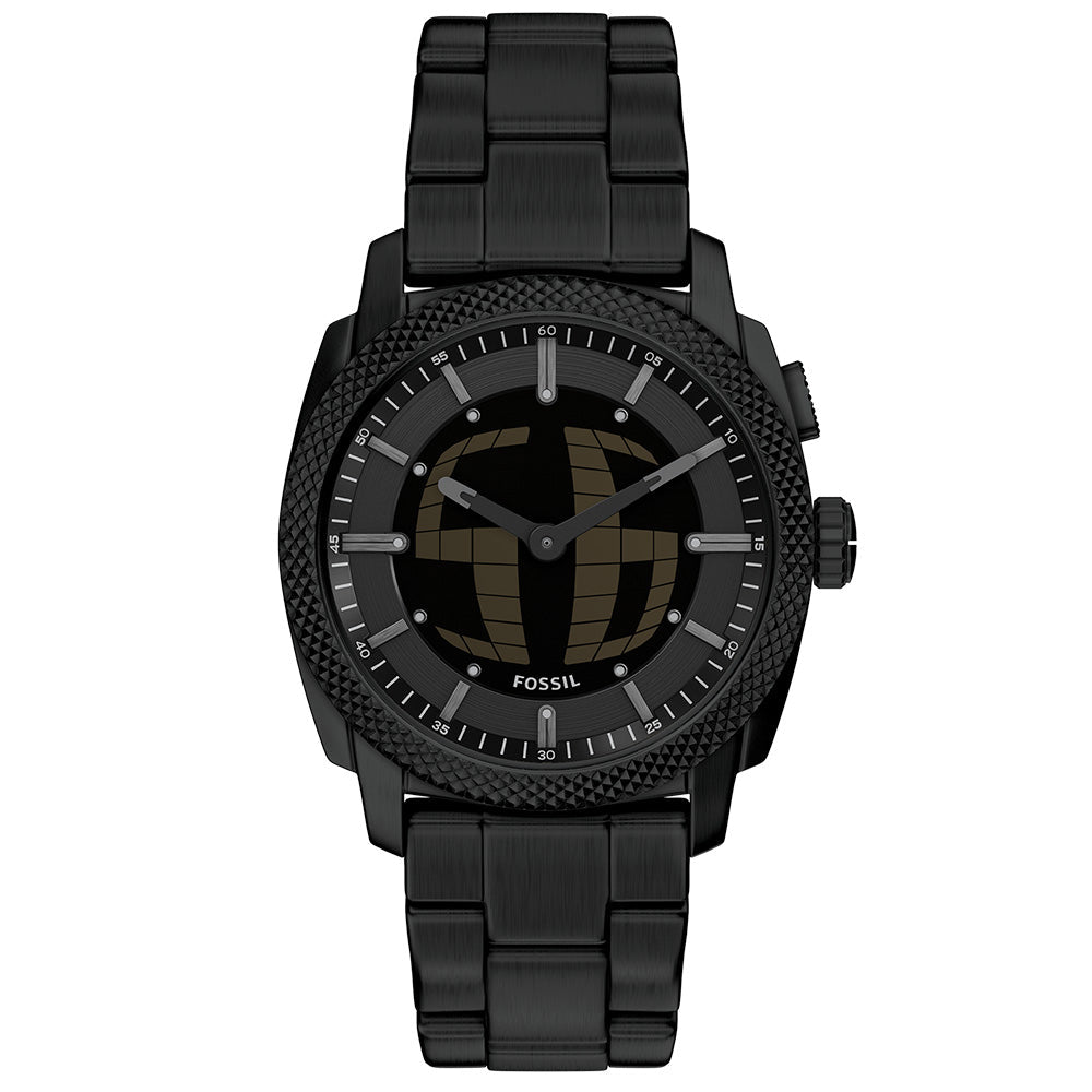 Fossil Machine Negative Display Dial and Black Steel Bracelet 41mm Men's Watch | FS6156 | TIME Watches