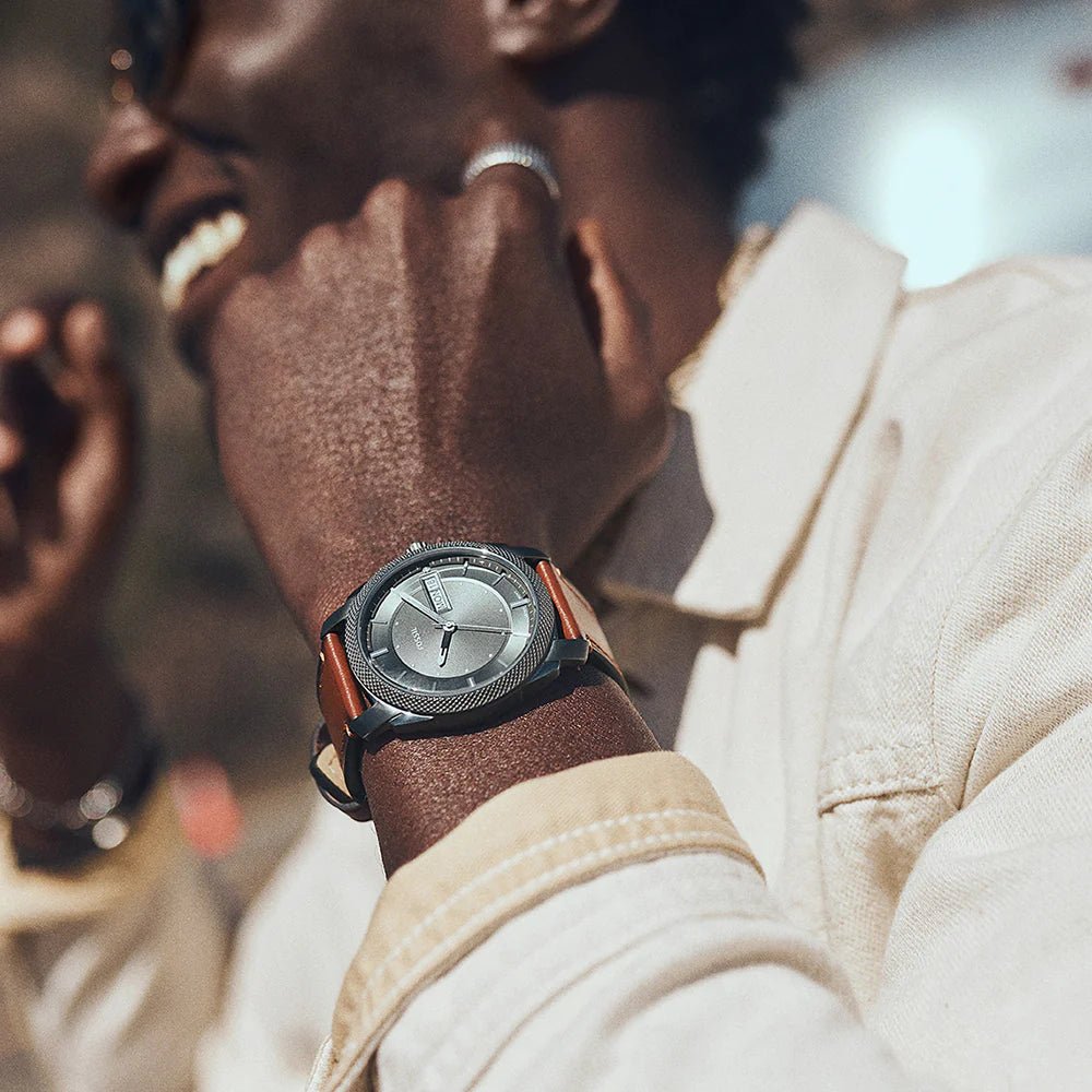 Fossil Machine Three-Hand Date Brown Leather Men's Watch | FS5900 | Time Watch Specialists