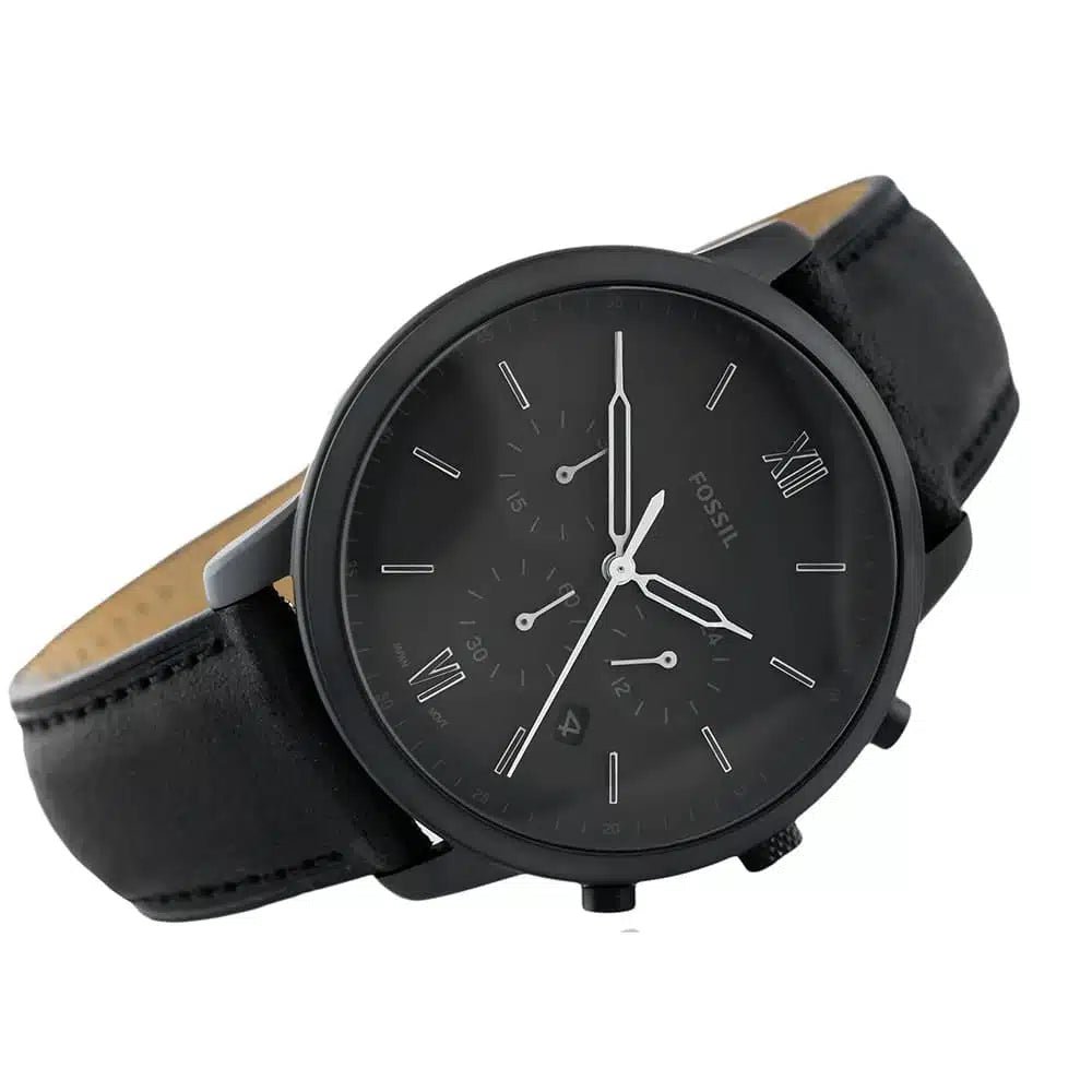 Fossil Neutra Black Dial and Black Leather Strap 44mm Men's Watch | FS5503 | TIME Watches