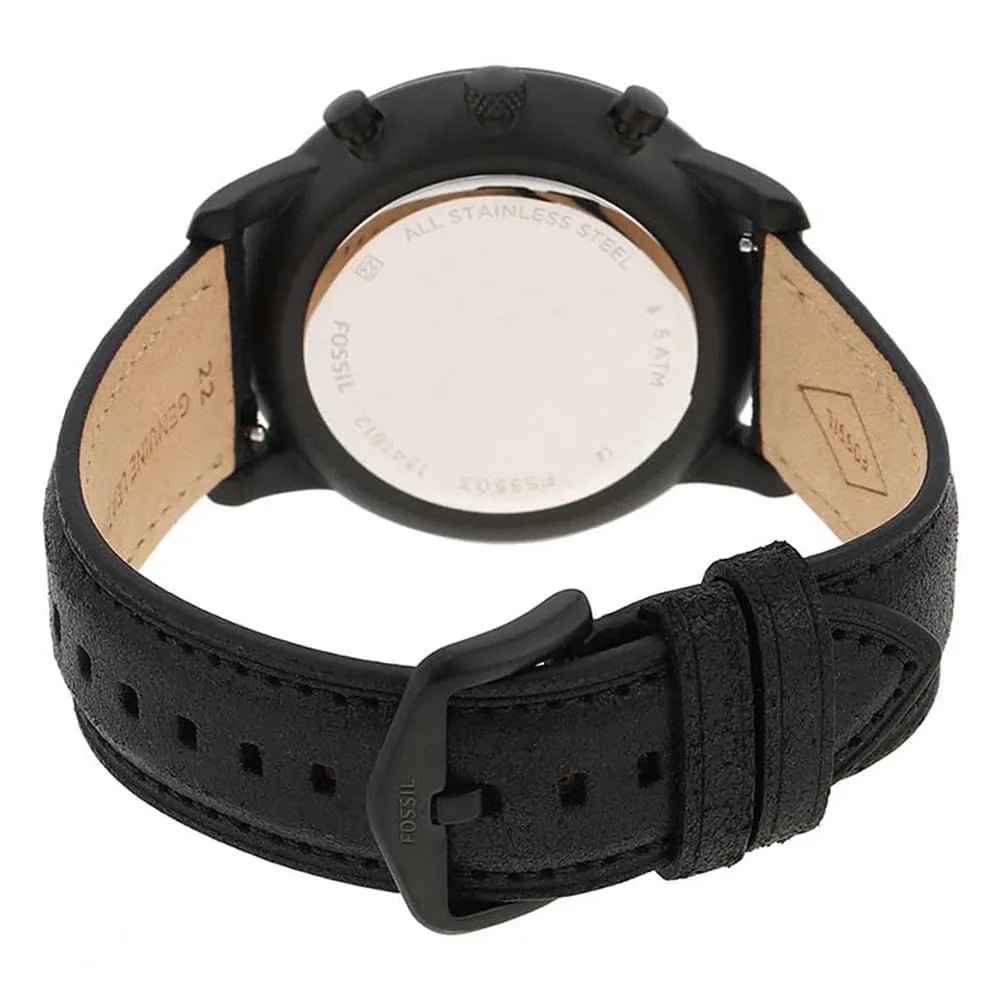 Fossil Neutra Black Dial and Black Leather Strap 44mm Men's Watch | FS5503 | TIME Watches