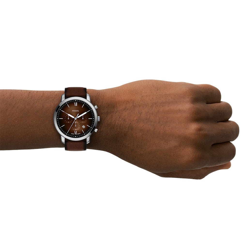 Fossil Neutra Brown Dial and Brown Leather Strap 44mm Men's Watch | FS6143 | TIME Watches