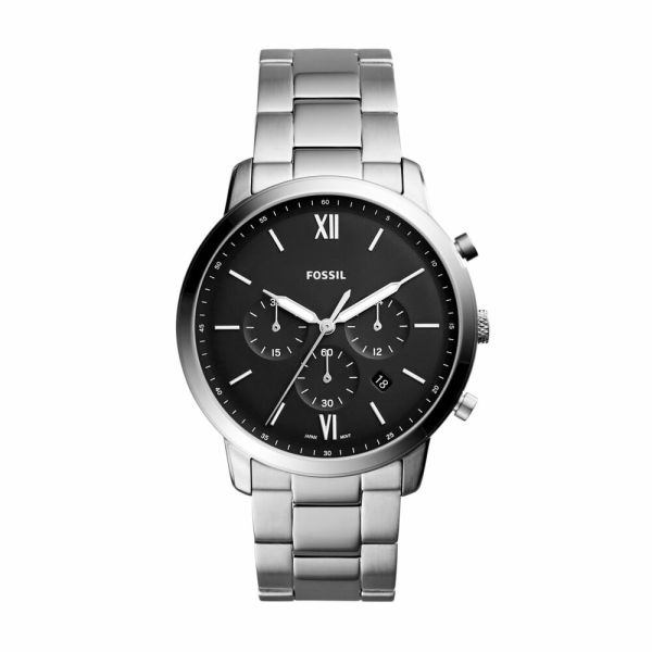 Fossil Neutra Chrono Silver Round Stainless Steel Men's Watch | FS5384 | Time Watch Specialists