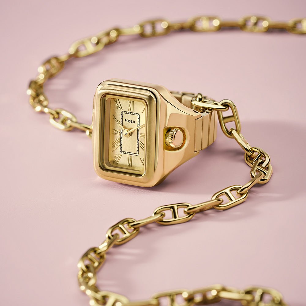 Fossil Raquel Watch Ring Gold Dial and Gold Steel Bracelet 14mm Women's Watch | ES5343 | TIME Watches