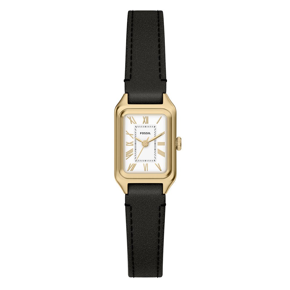 Fossil Raquel White Dial and Black Leather Strap 18mm Women's Watch | ES5470 | TIME Watches
