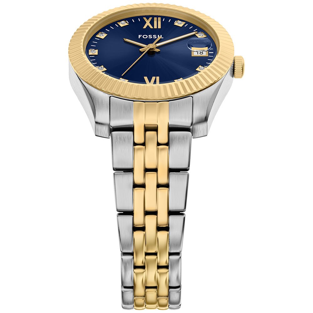 Fossil Scarlette Blue Dial and Gold Steel Bracelet 33mm Women's Watch | ES5443 | TIME Watches