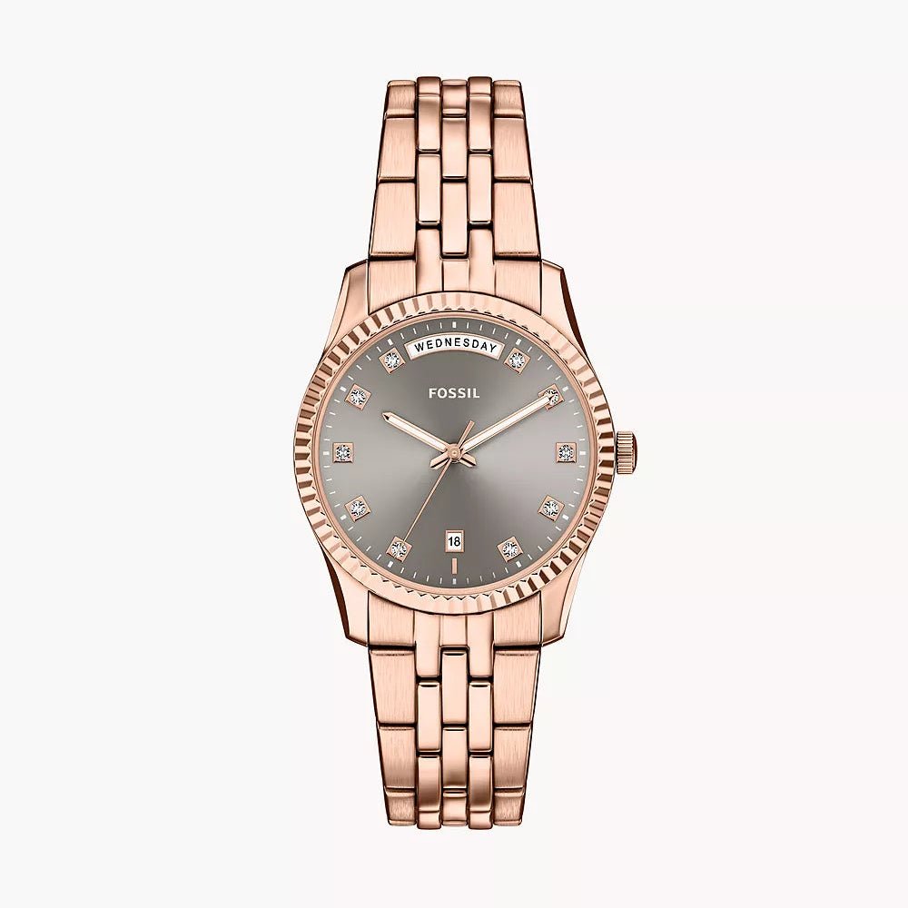 Fossil Scarlette Grey & Rose Gold Stainless Steel 34mm Women's Watch | ES5459 | TIME Watches