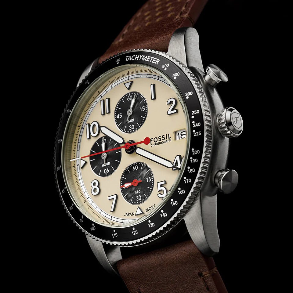 Fossil Sport Tourer Chronograph Brown LiteHide™ Leather Men's Watch | FS6042 | TIME Watches