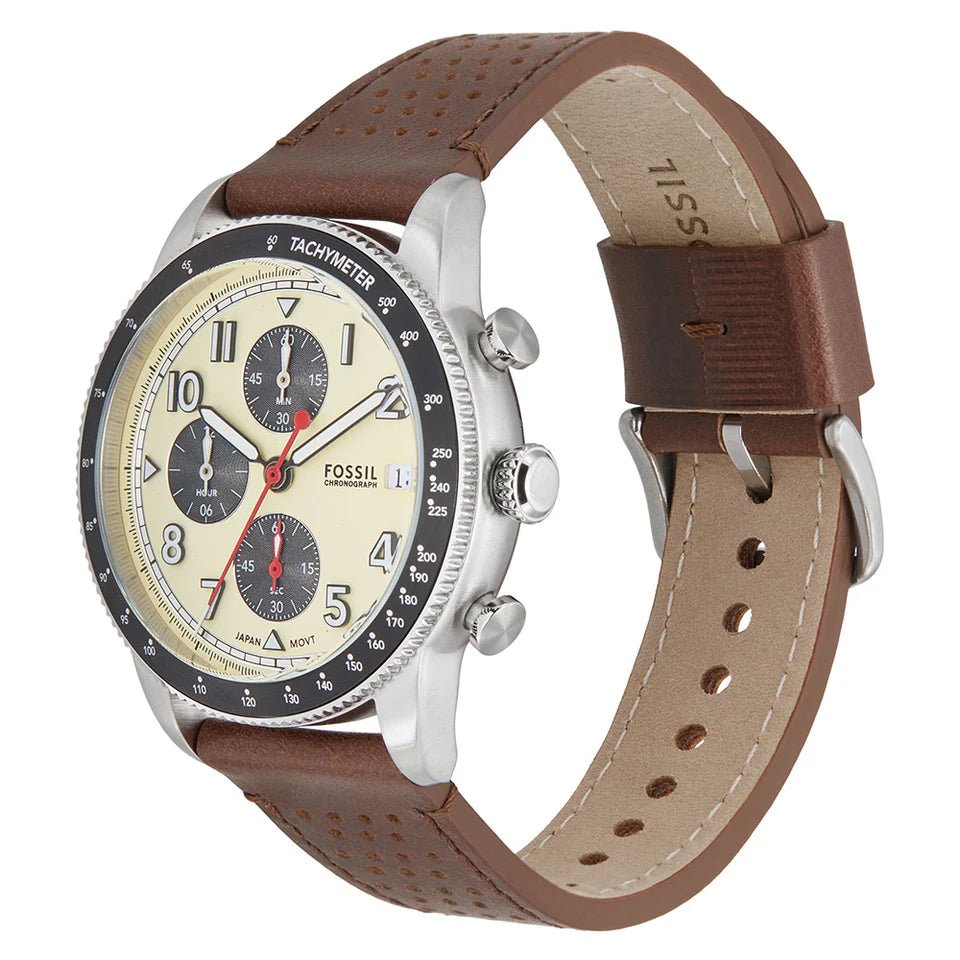 Fossil Sport Tourer Chronograph Brown LiteHide™ Leather Men's Watch | FS6042 | TIME Watches