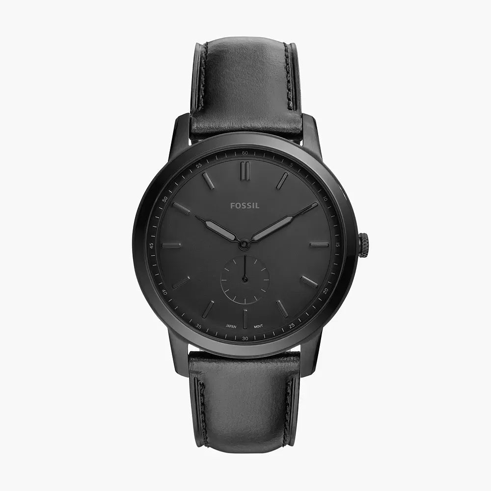 Fossil The Minimalist Two - Hand Black Leather Men's Watch | FS5447 | TIME Watches