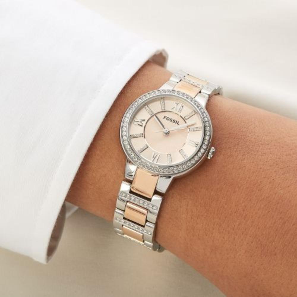 Fossil Virginia Two Tone Silver/Rose Gold Watch | ES3405 | Time Watch Specialists