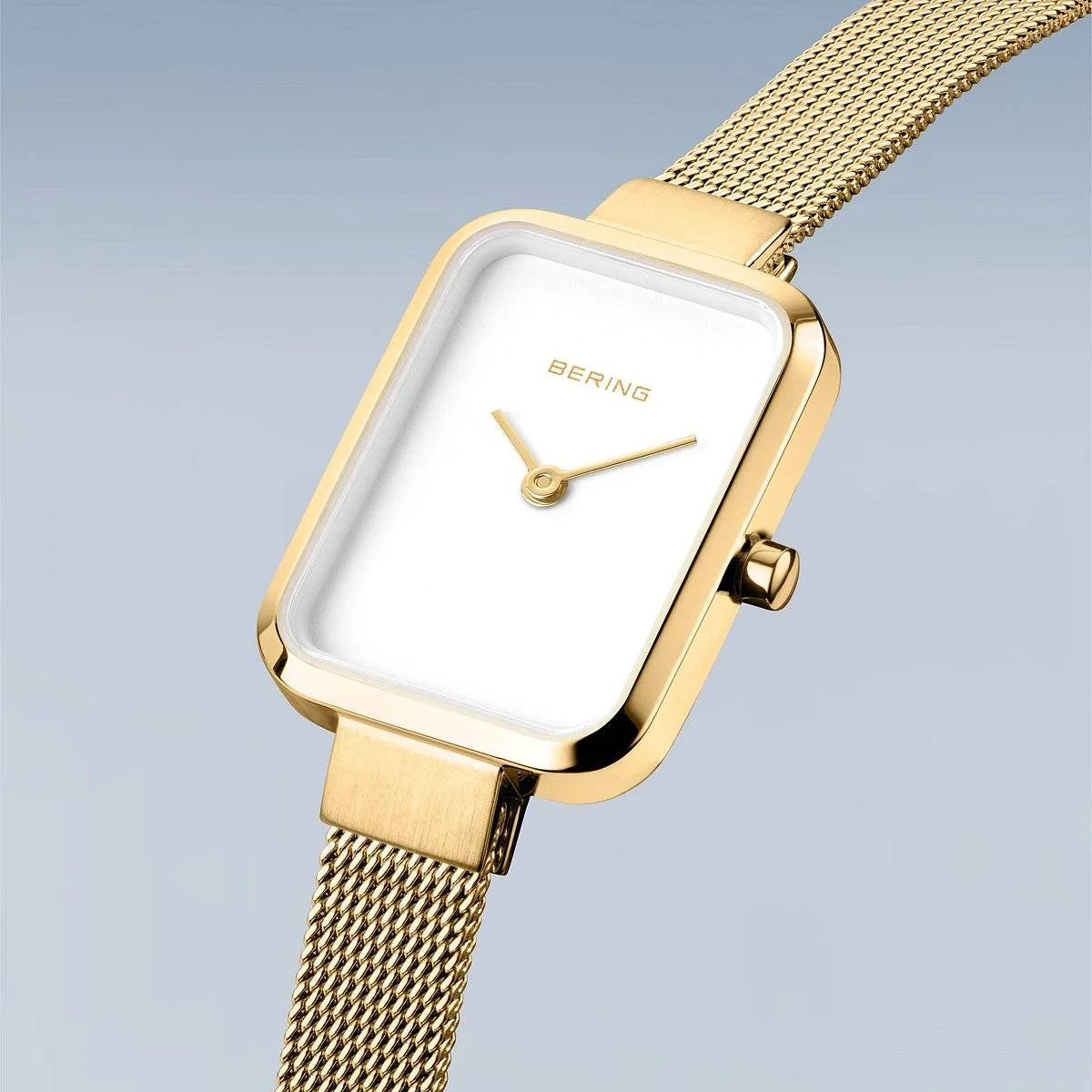 Bering White Rectangular Dial Gold Brushed Women's Watch | 14520-334