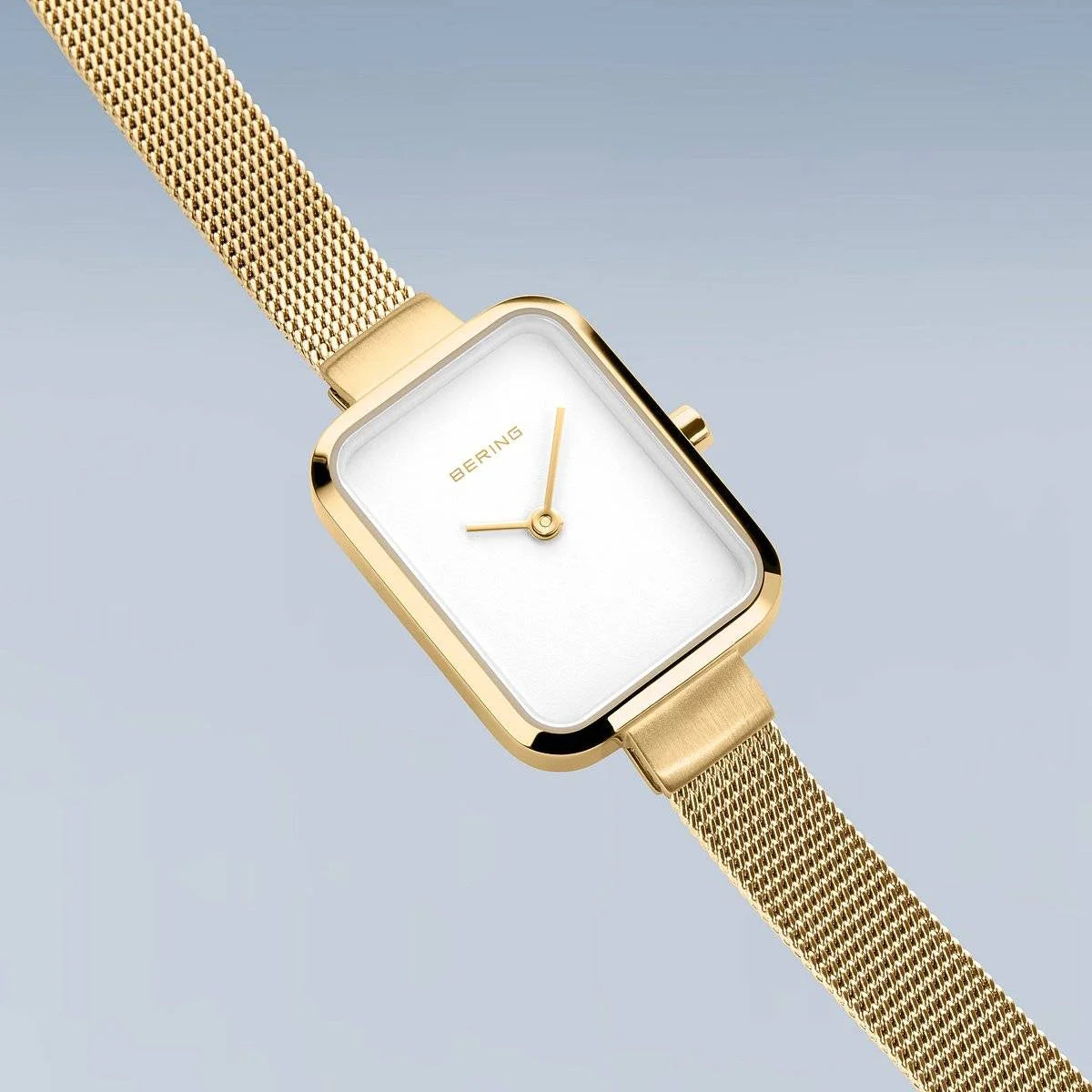 Bering White Rectangular Dial Gold Brushed Women's Watch | 14520-334