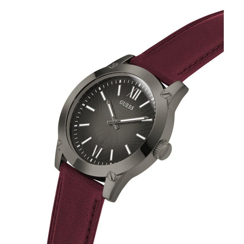 Guess Burgundy Gunmetal Analog Men's Watch | GW0628G4 | Time Watch Specialists