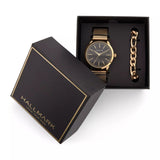 Hallmark Stainless Steel Black and Gold Mesh Woman's Watch Set | HBSM4059 | Time Watch Specialists