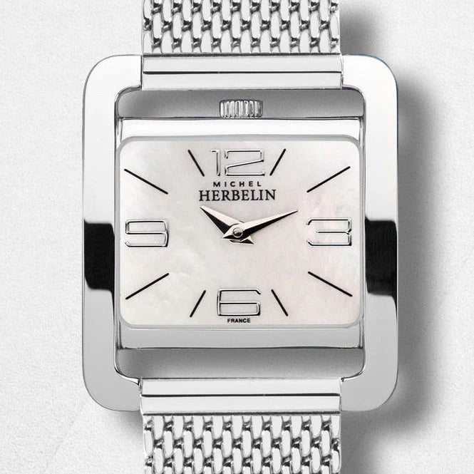HERBELIN 5th Avenue Quartz Mother of Pearl and Milanese Mesh 26mm Women's Watch | 17137/19B | TIME Watches