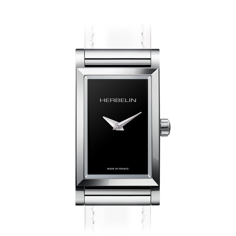 HERBELIN Antarès Rectangle Case - Steel and Black Dial Women's Watch | H17444AP04 | TIME Watches