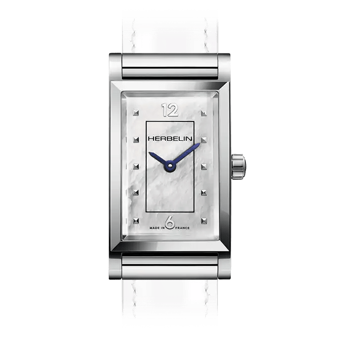 HERBELIN Antarès Rectangle Case Steel and Mother of Pearl Women's Watch | H17444AP19N | TIME Watches