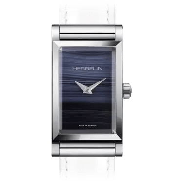HERBELIN Antarès Rectangle Quartz Steel and Blue Agate Women's Watch | H17444APS05 | TIME Watches