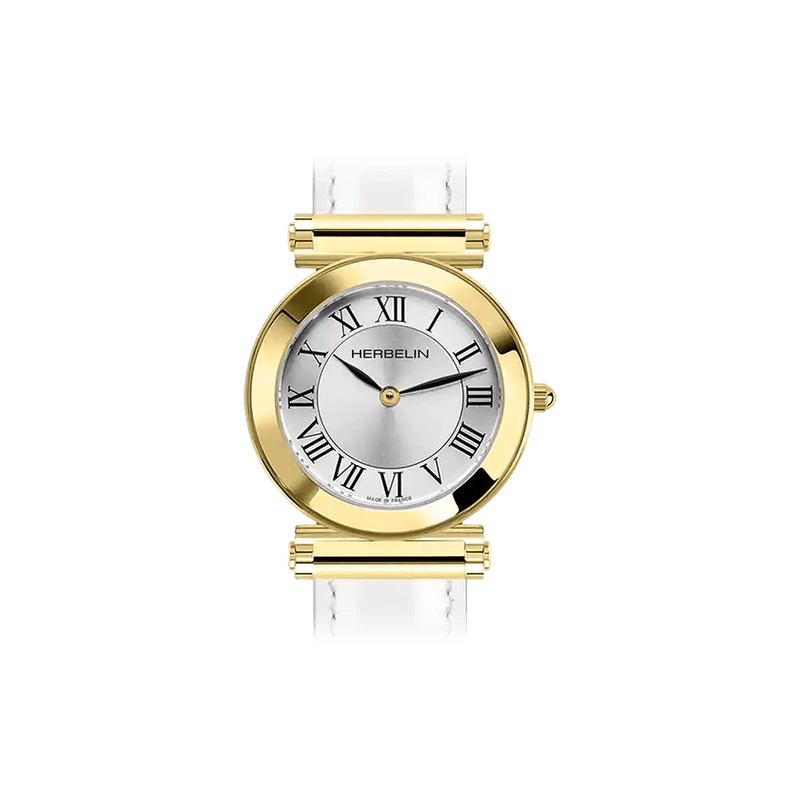 HERBELIN Antarès Round Case Gold With Silver and Roman Numeral Dial Women's Watch | H17443P01 | TIME Watches
