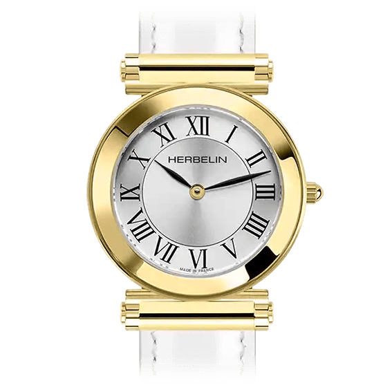 HERBELIN Antarès Round Case Gold With Silver and Roman Numeral Dial Women's Watch | H17443P01 | TIME Watches
