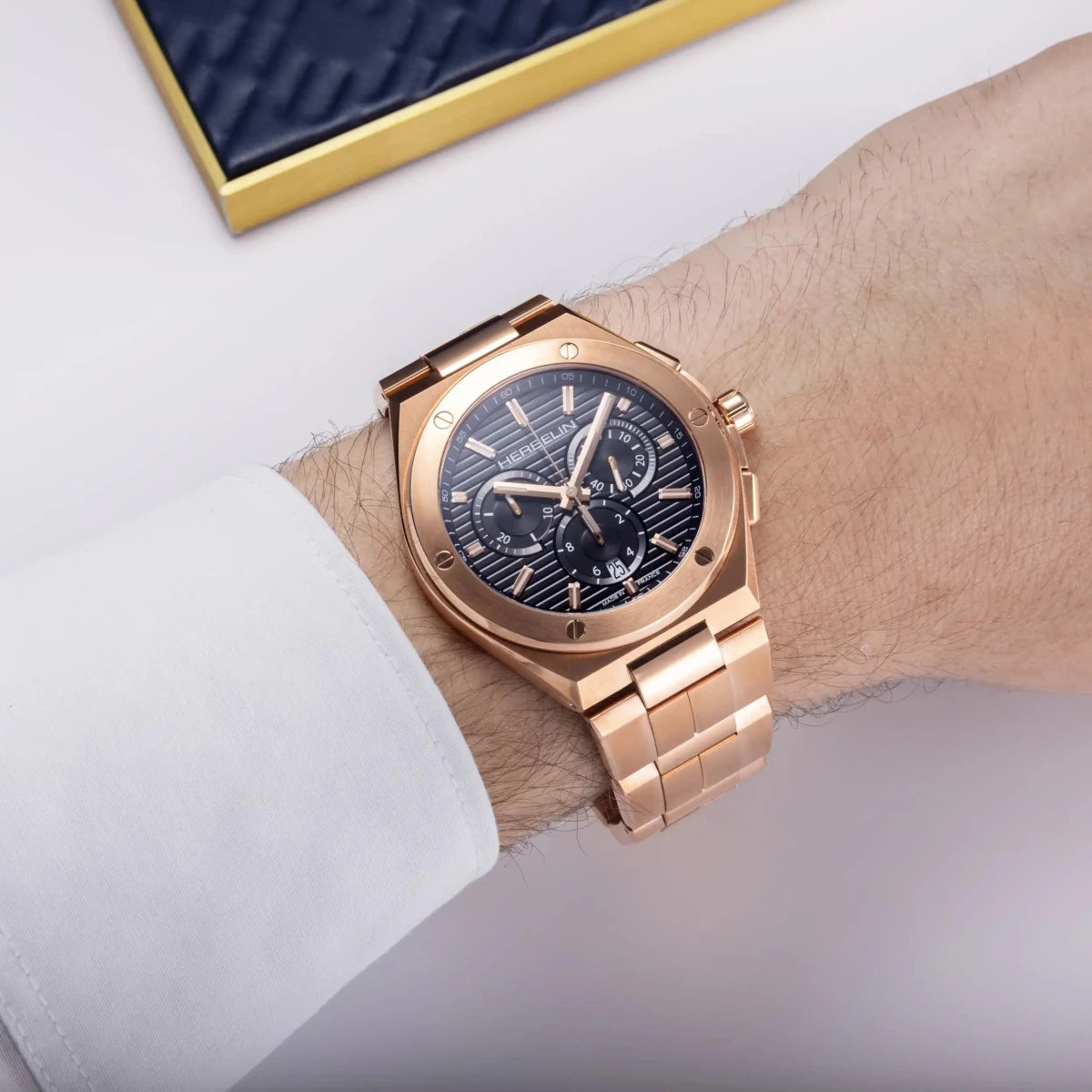 HERBELIN Cap Camarat Chronograph Rose Gold Steel 42mm Men's Watch | 37645BPR14 | TIME Watches
